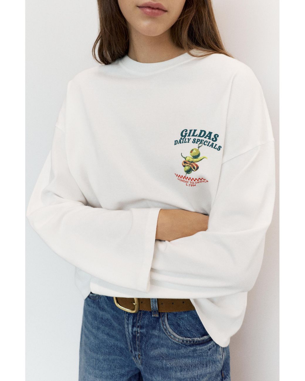 Pull&Bear White Oversize Gilda Graphic T-Shirt