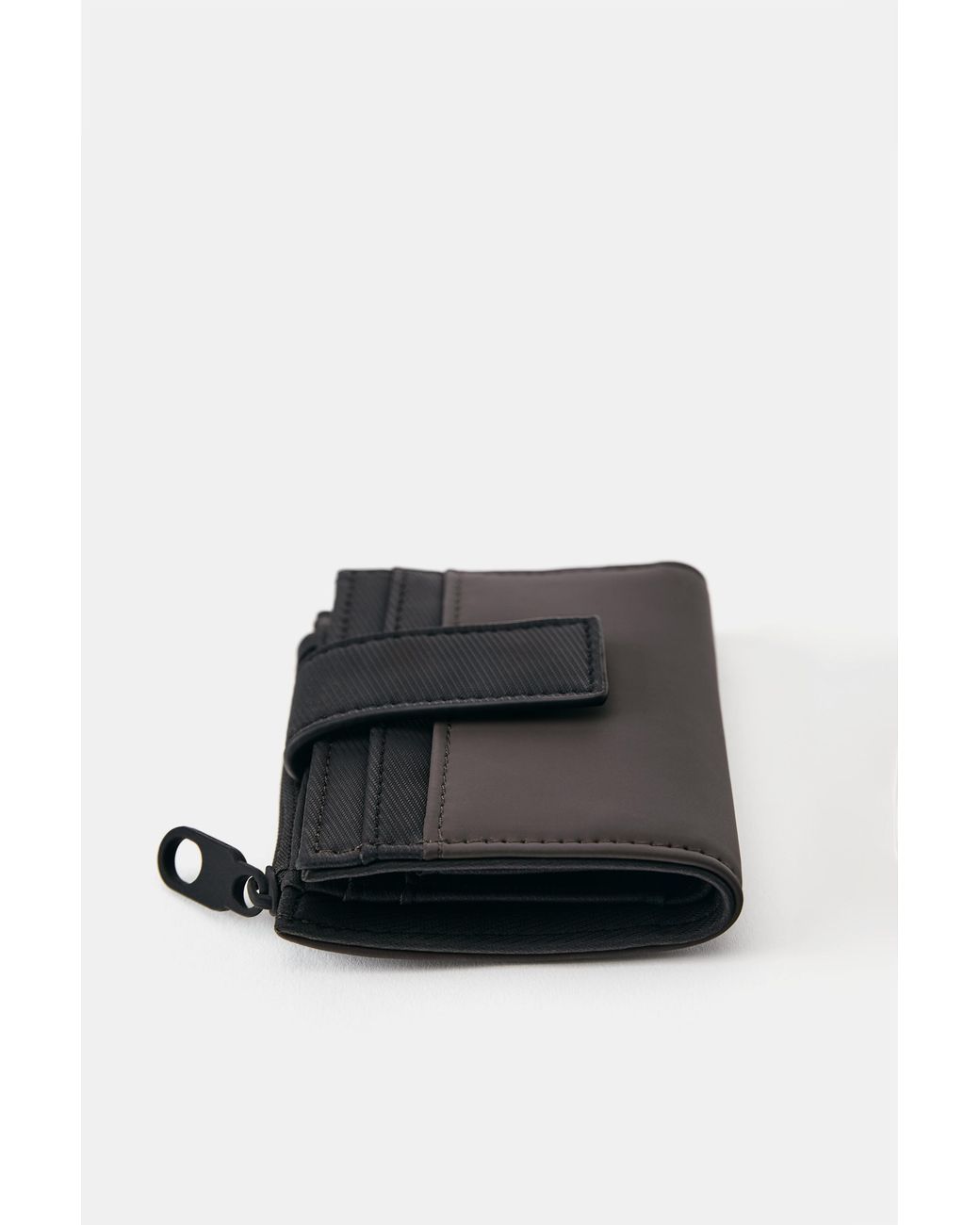 Pull&Bear Black Rubberised Wallet for men