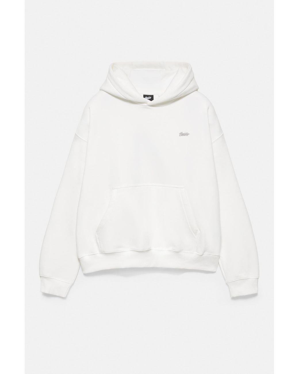 Pull&Bear White Stwd Logo Boxy Fit Hoodie for men
