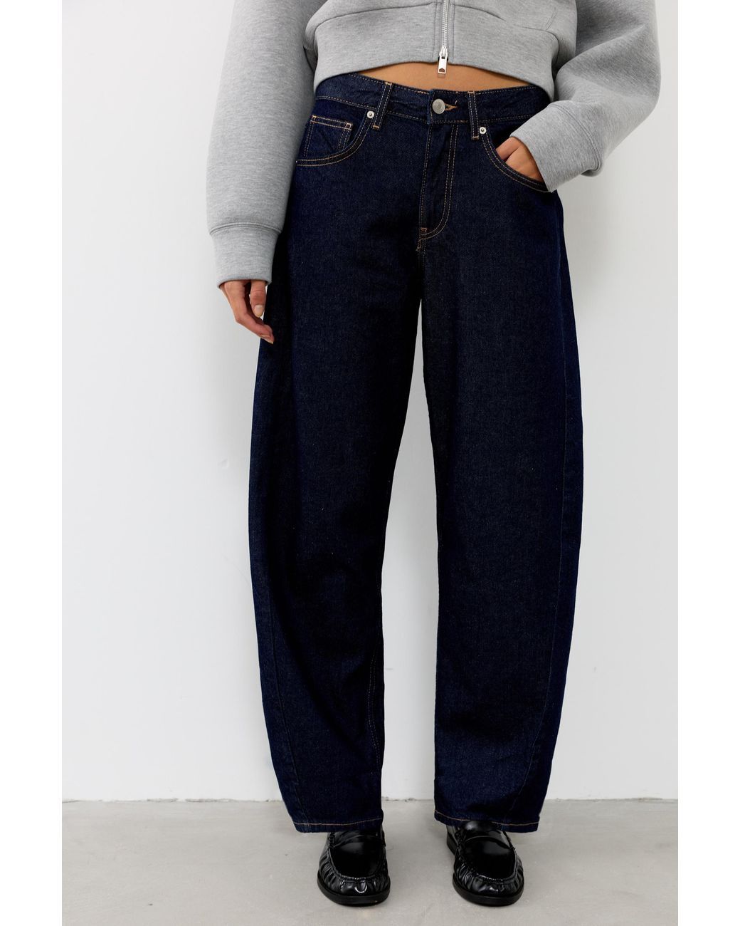 Pull&Bear Blue Low-Rise Barrel Jeans
