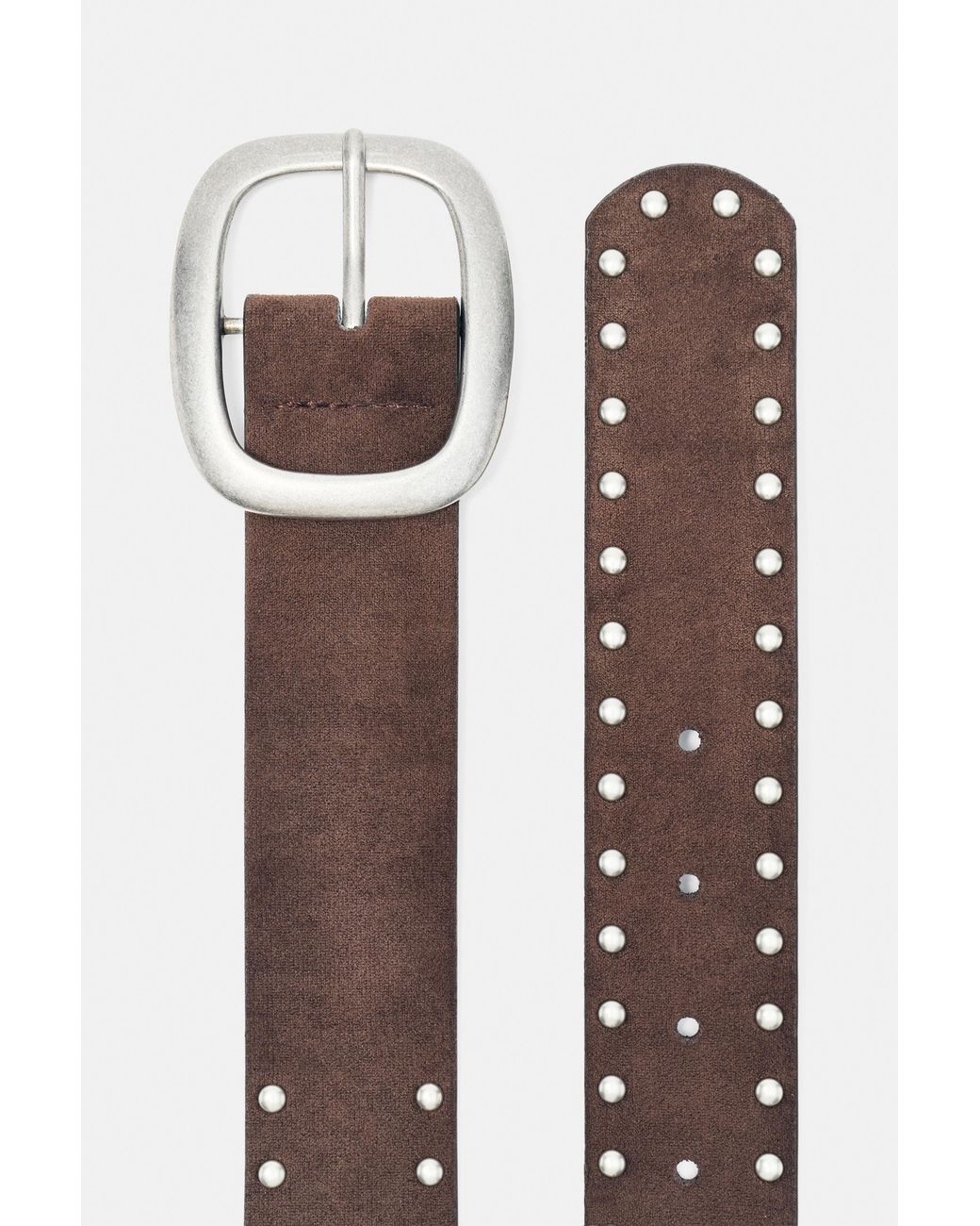 Pull&Bear White Faux Suede Studded Belt
