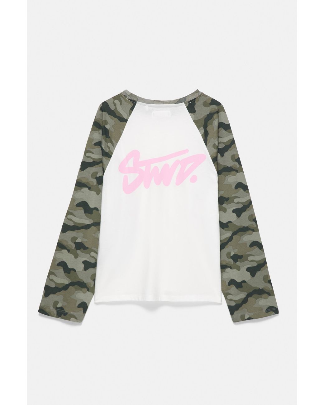 Pull&Bear Gray Long Sleeve Printed T-Shirt