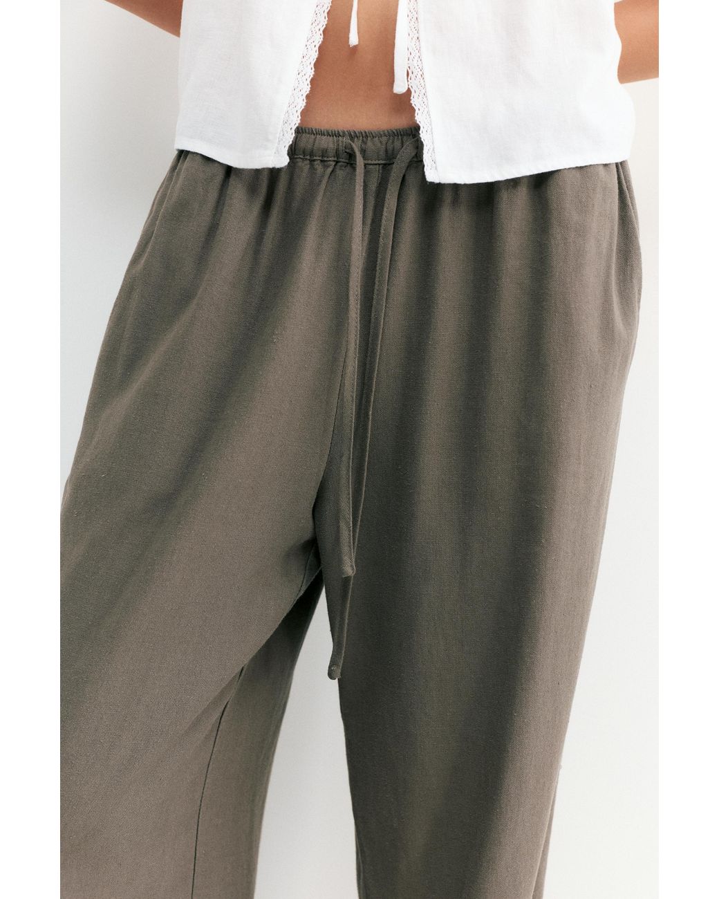 Pull&Bear Multicolor Flowy Trousers With Linen