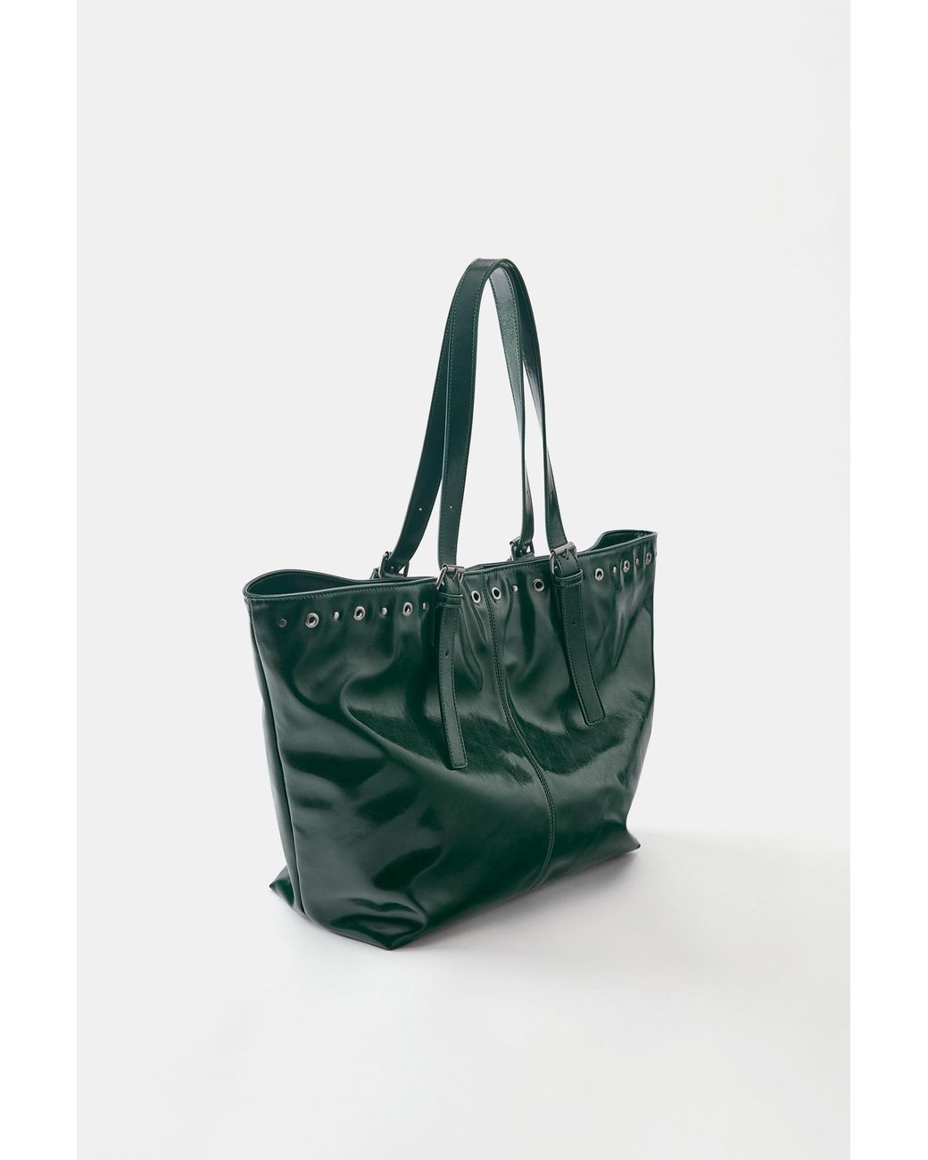 Pull&Bear Green Studded Tote Bag