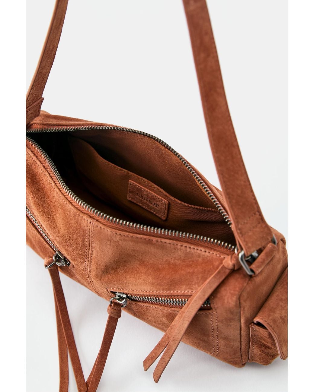 Pull&Bear Black Multipocket Leather Shoulder Bag