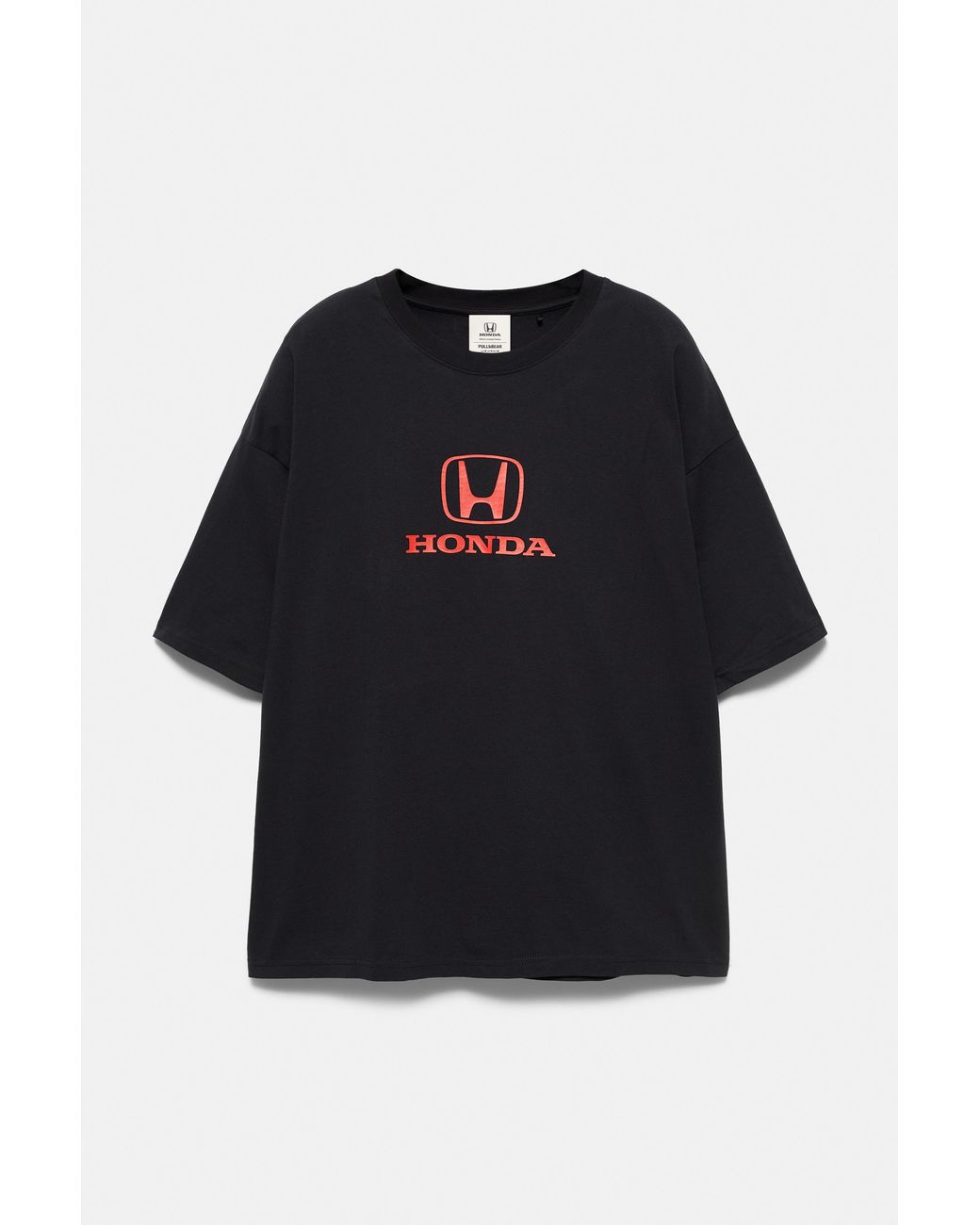 Pull&Bear Black Honda Relaxed Fit Logo T-Shirt for men