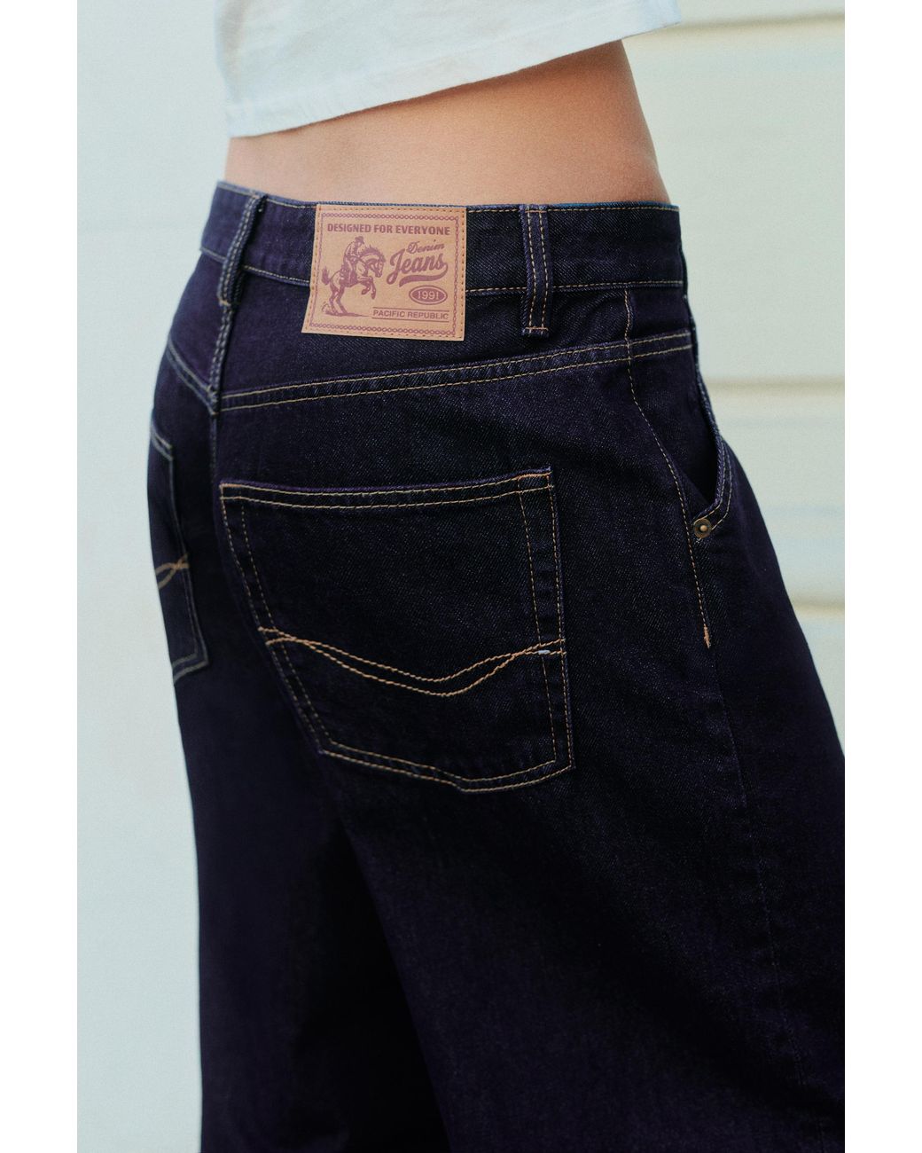 Pull&Bear Gray Turn-Up Hem Jeans