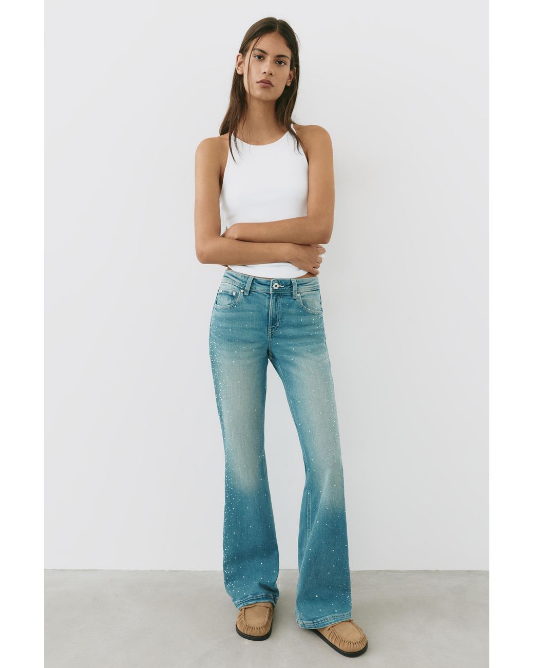 Pull&Bear Blue Rhinestone Boot-Cut Jeans