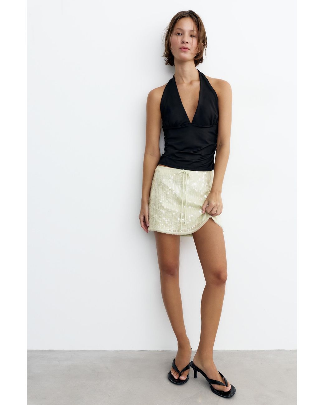 Pull&Bear White Sequin Mini Skirt