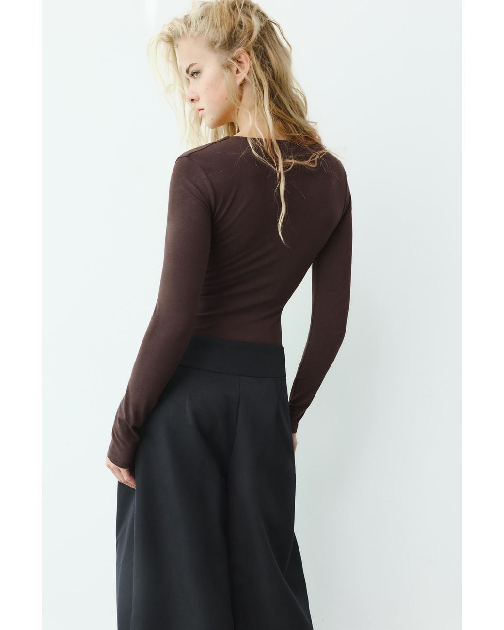 Pull&Bear Brown V-Neck Bodysuit