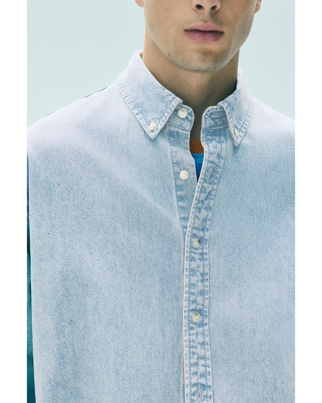 Pull&Bear Denim Overhemd Met Lange Mouw in het Blue voor heren