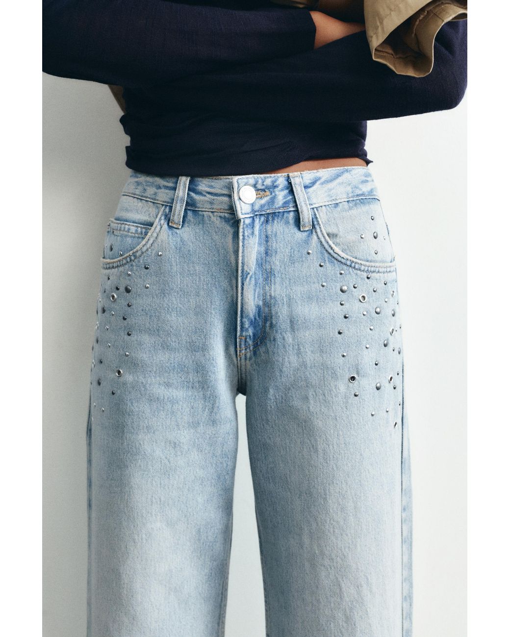 Pull&Bear Black Eyelet Baggy Jeans