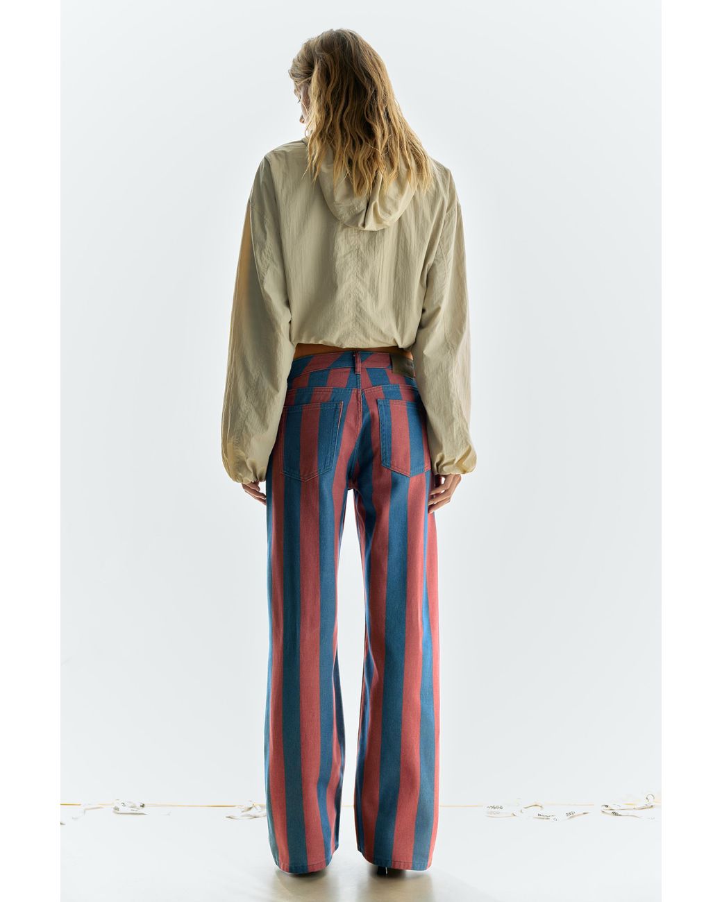 Pull&Bear Blue Striped Straight-Leg Jeans