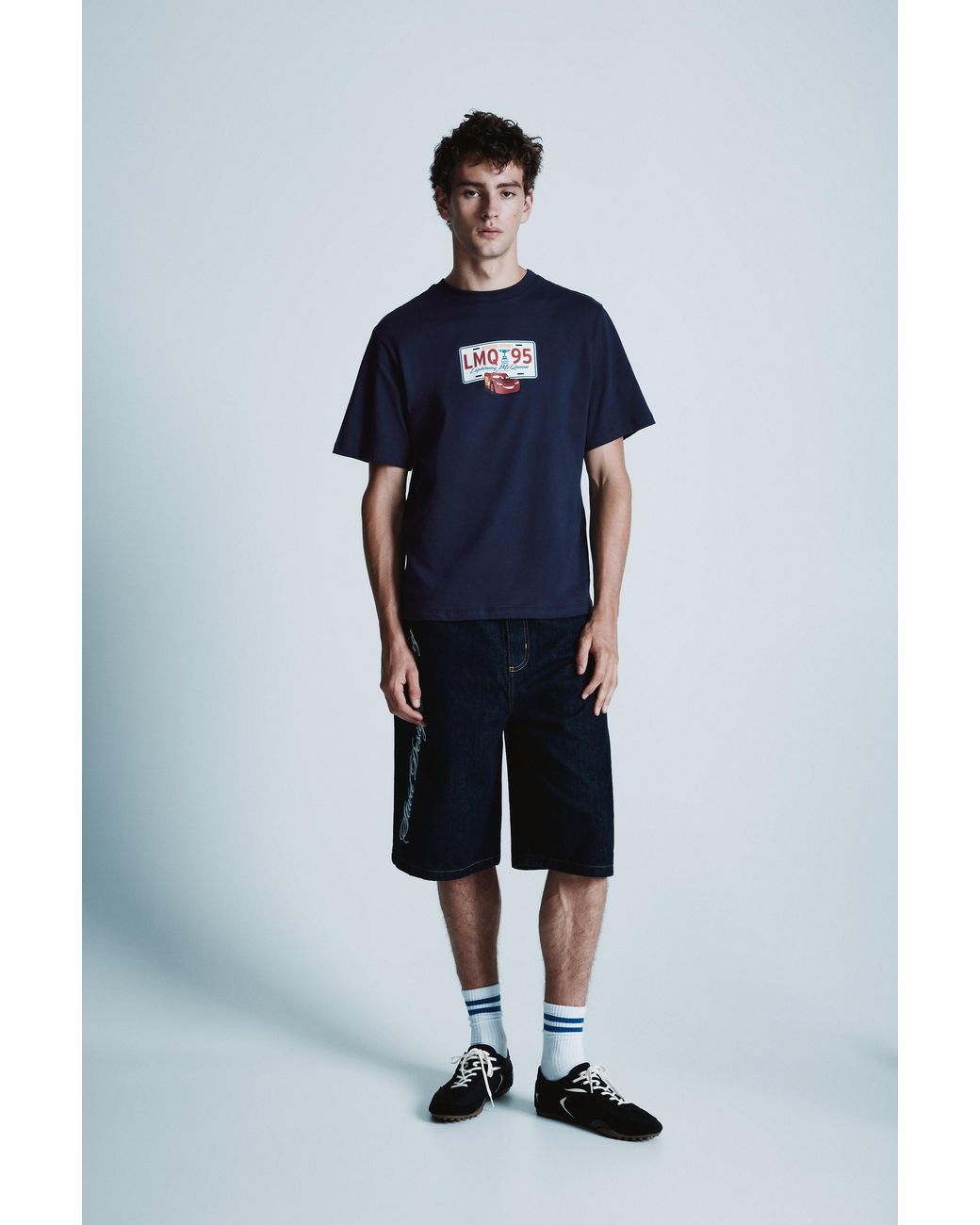 Pull&Bear Blue Cars T-Shirt for men