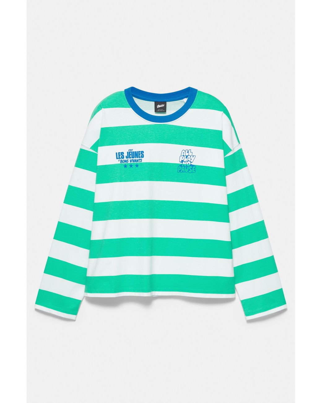 Pull&Bear Green Striped Stwd T-Shirt for men
