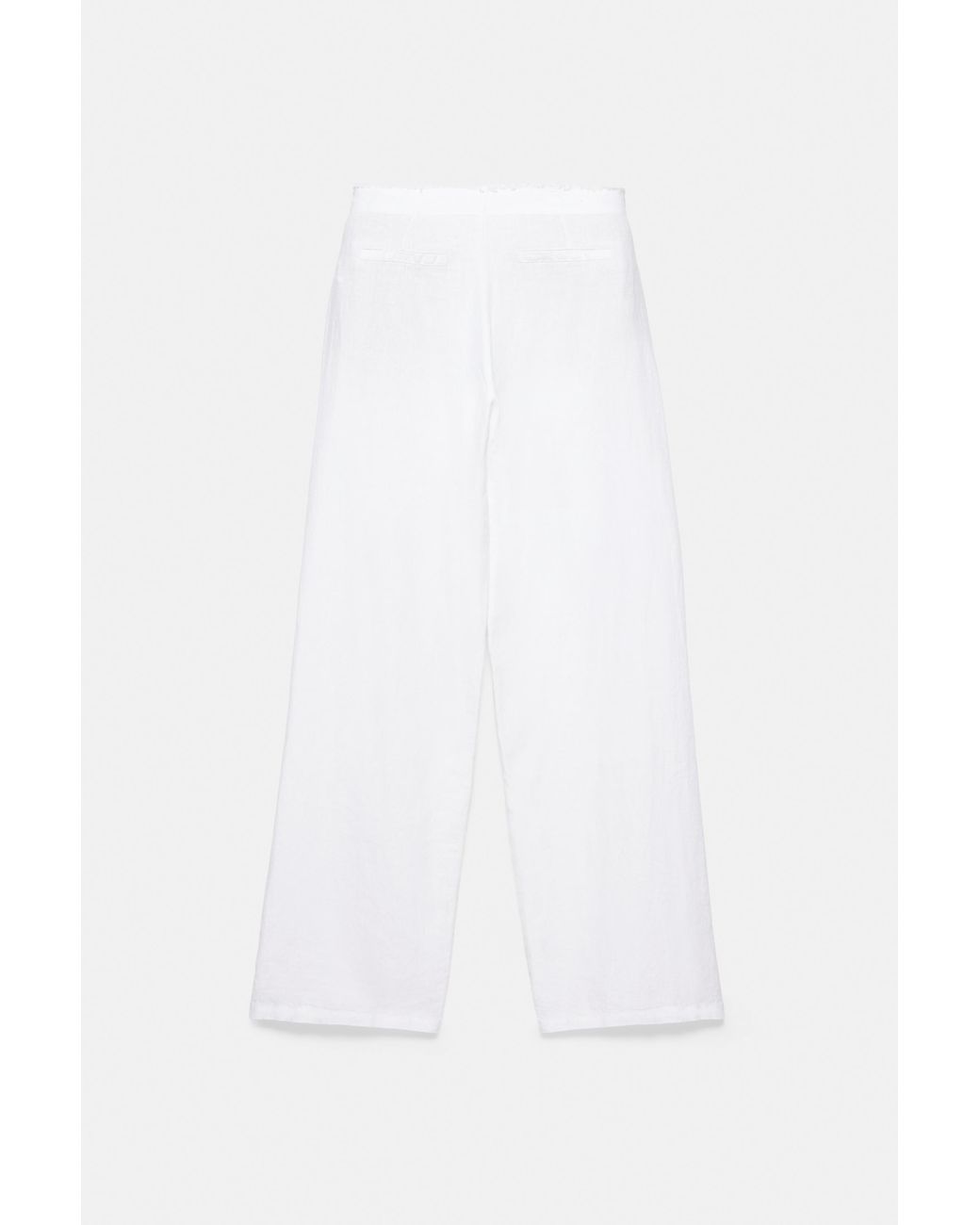 Pull&Bear White 100% Linen Trousers