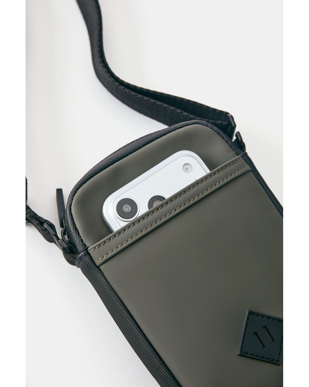 Pull&Bear Black Rubberised Crossbody Bag for men