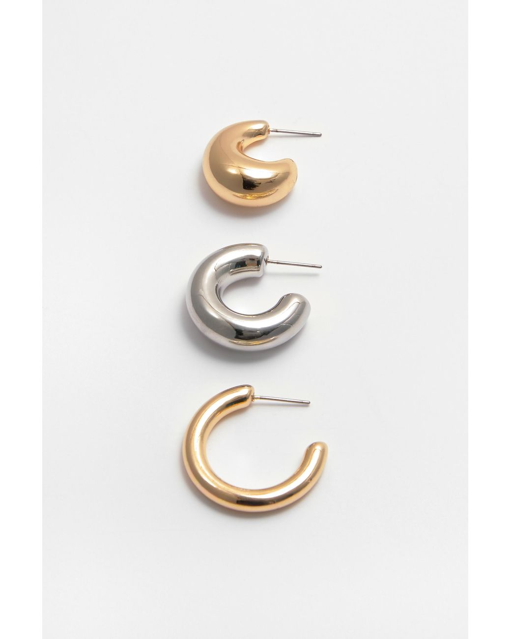 Pull&Bear Metallic Pack Of 6 Pairs Of Hoop Earrings