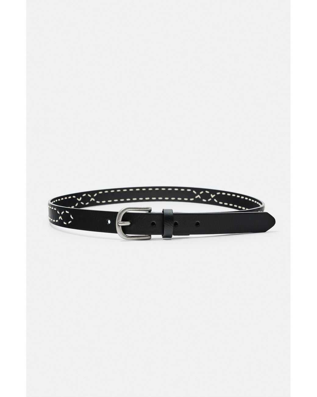 Pull&Bear Black Stitched Belt for men