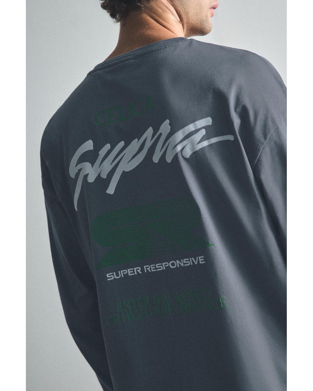 Pull&Bear Blue Toyota Celica Long Sleeve T-Shirt for men