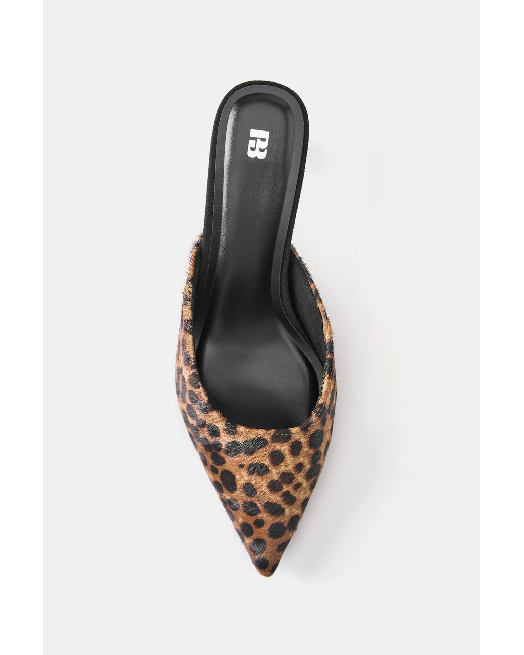 Pull&Bear Black Print Leather Mules