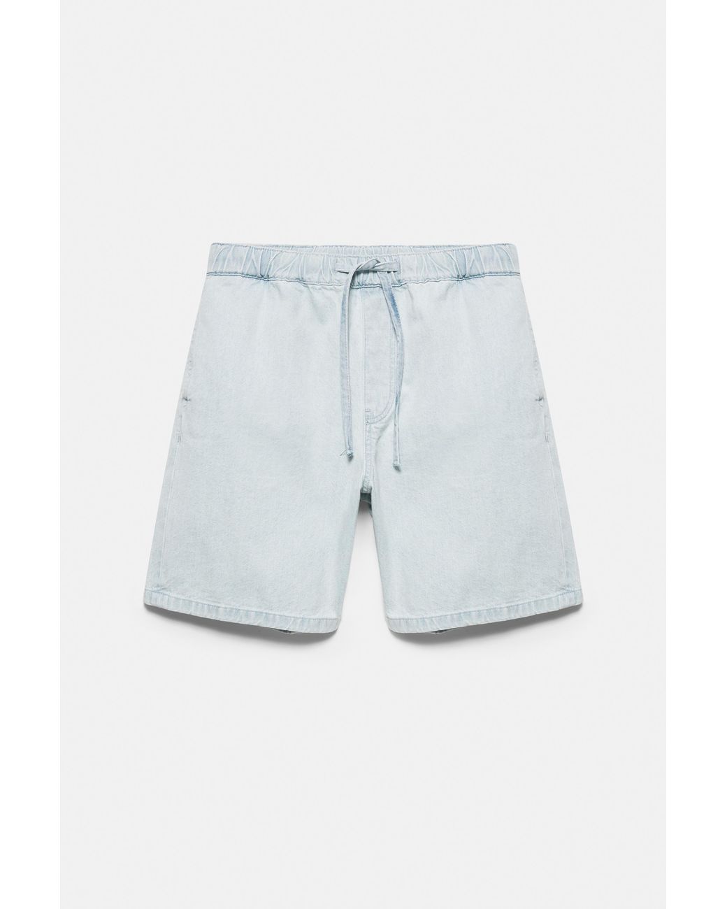 Pull&Bear Blue Relaxed Denim Bermuda Shorts for men