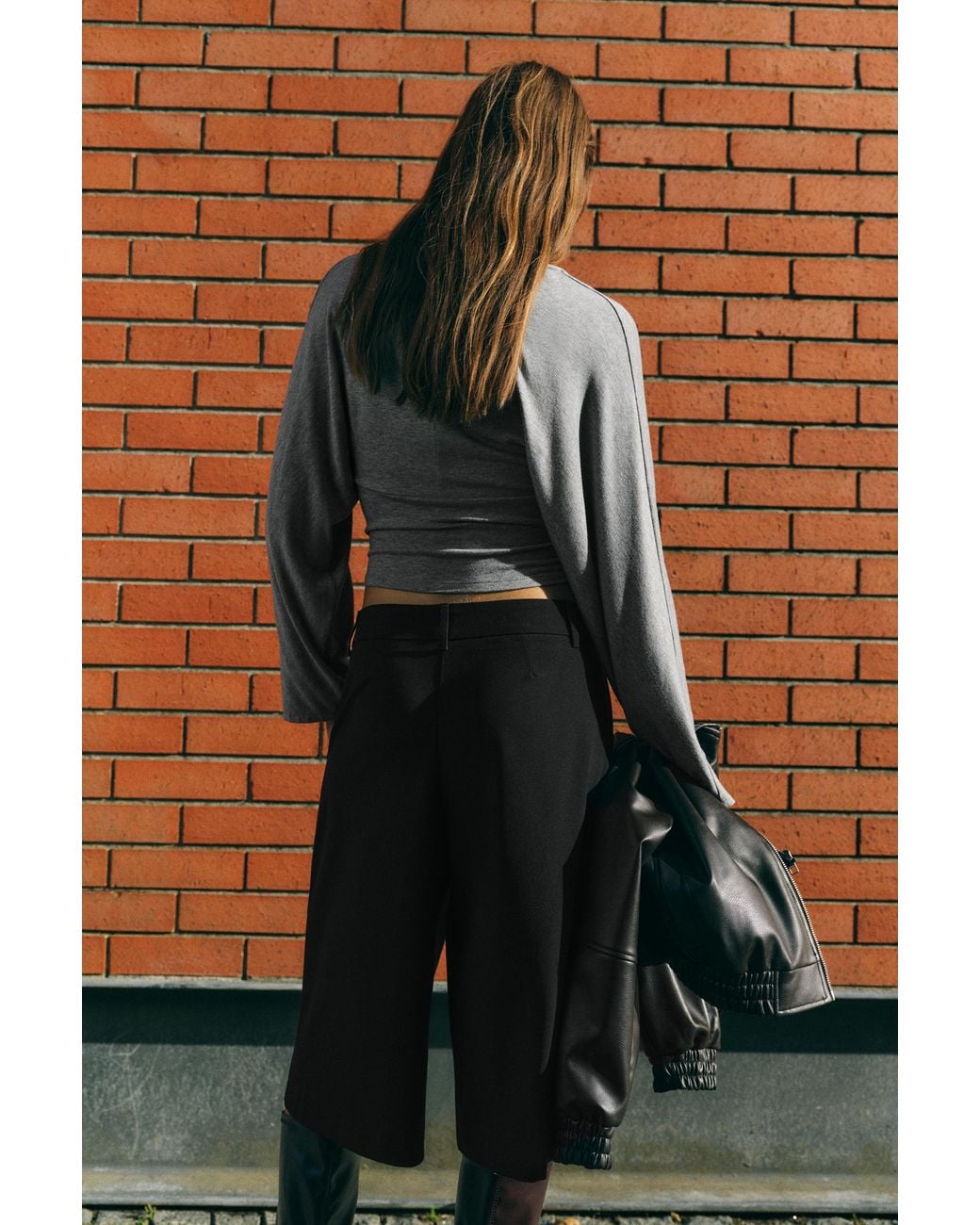 Pull&Bear Brown Gathered V-Neck Top