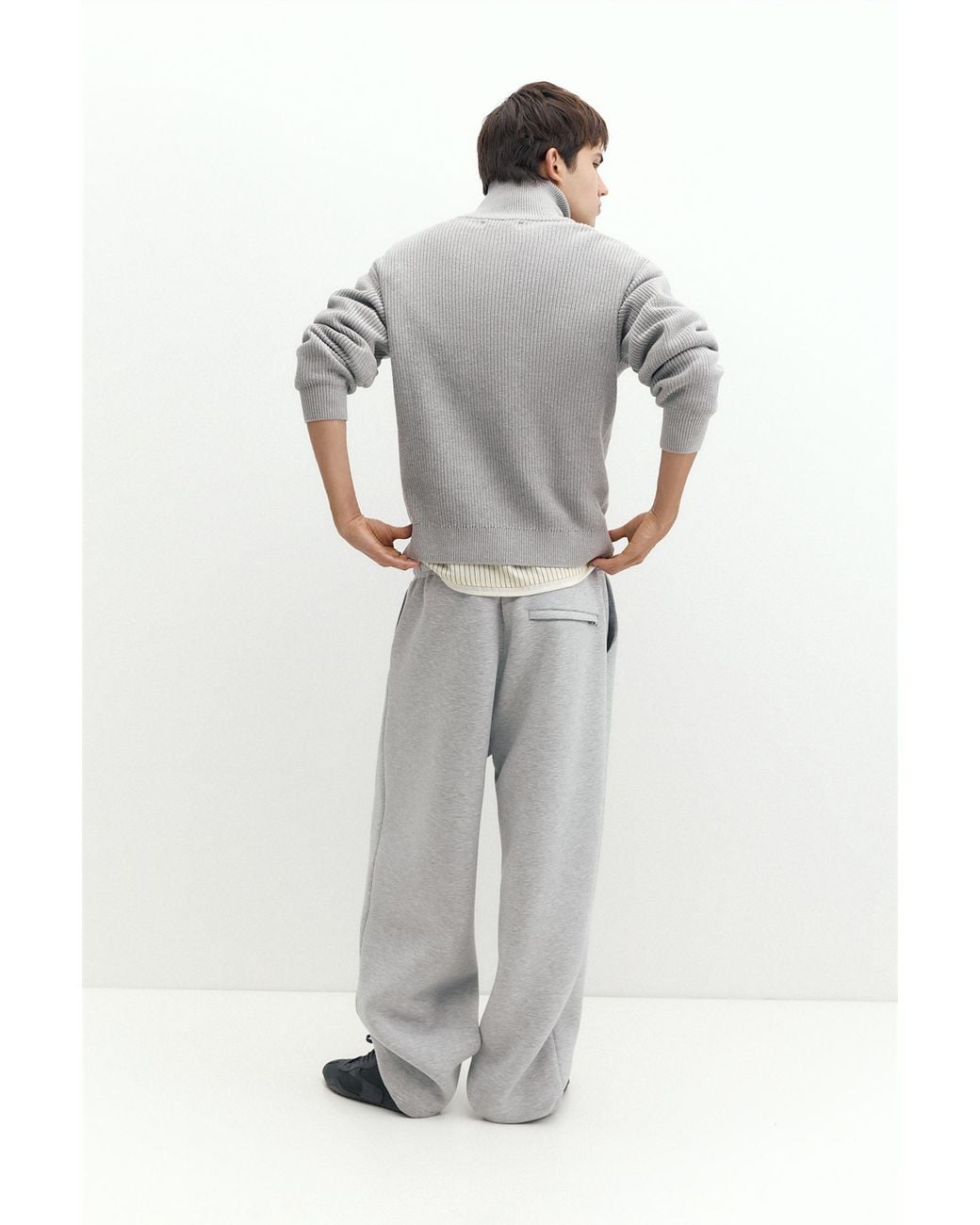 Pull&Bear Gray Quarter-Zip Jumper for men