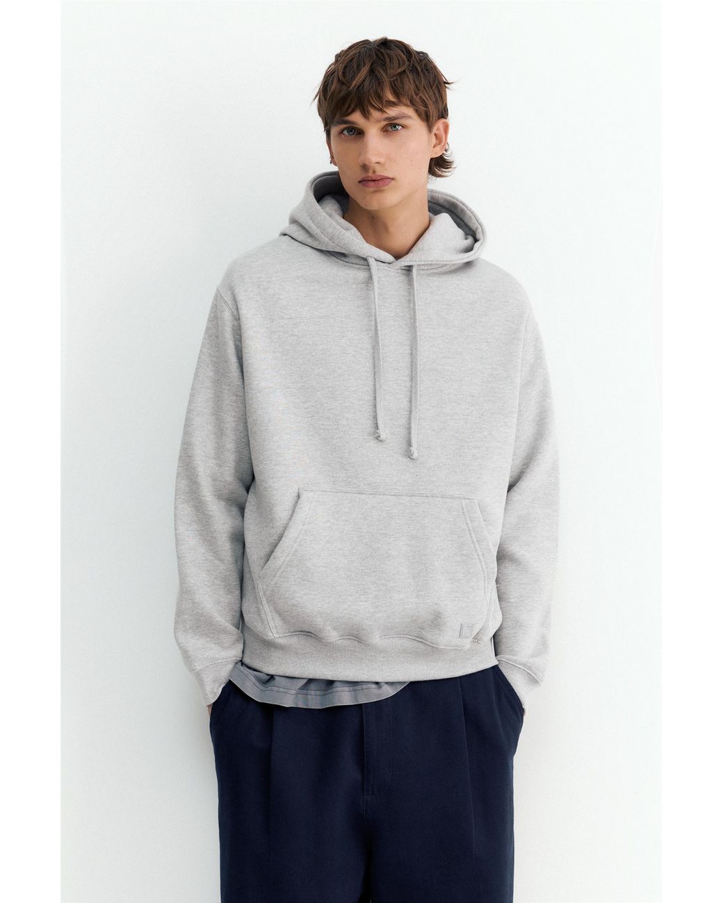 Pull&Bear Gray Basic Hoodie for men
