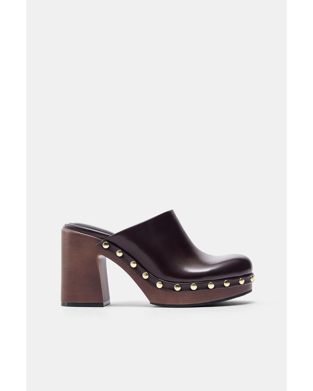 Pull&Bear Blue Heeled Clogs With Studs