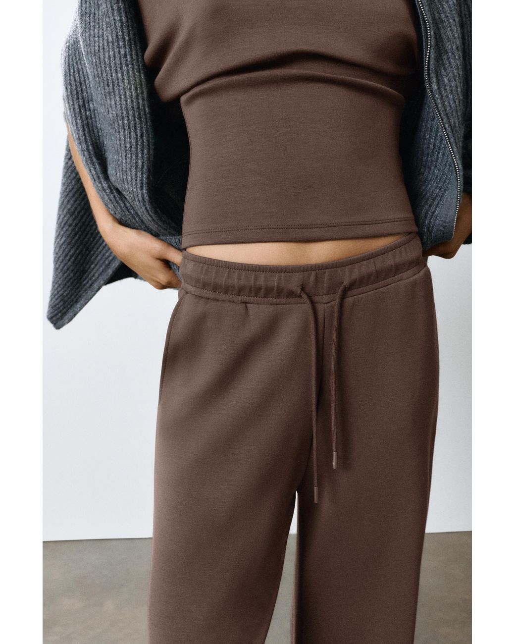 Pull&Bear Natural Modal Wide-Leg Trousers