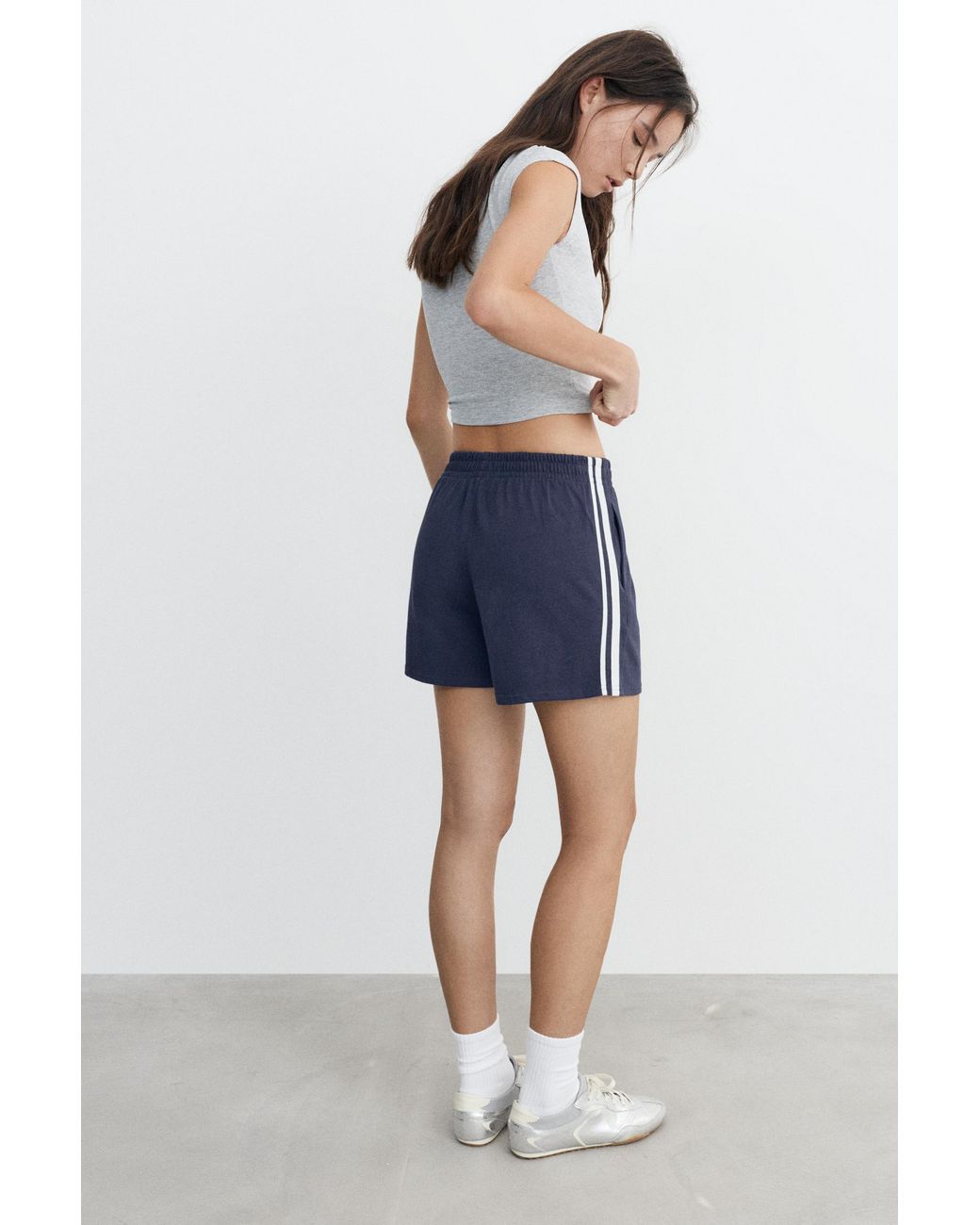 Pull&Bear Blue Sports Shorts With Side Stripes