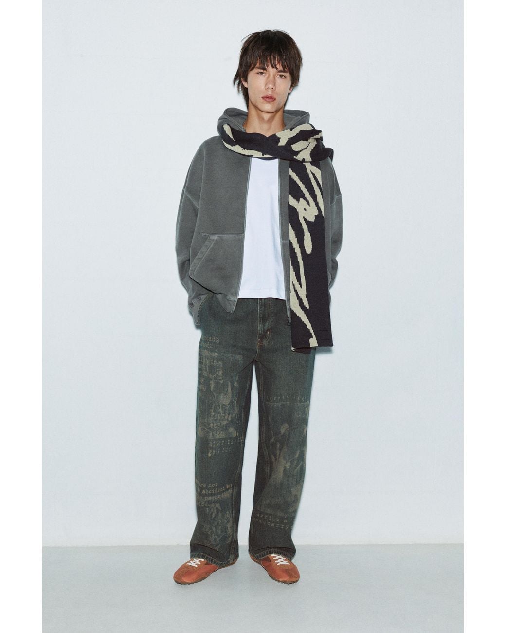 Pull&Bear Grafische Baggy Jeans in het Blue voor heren