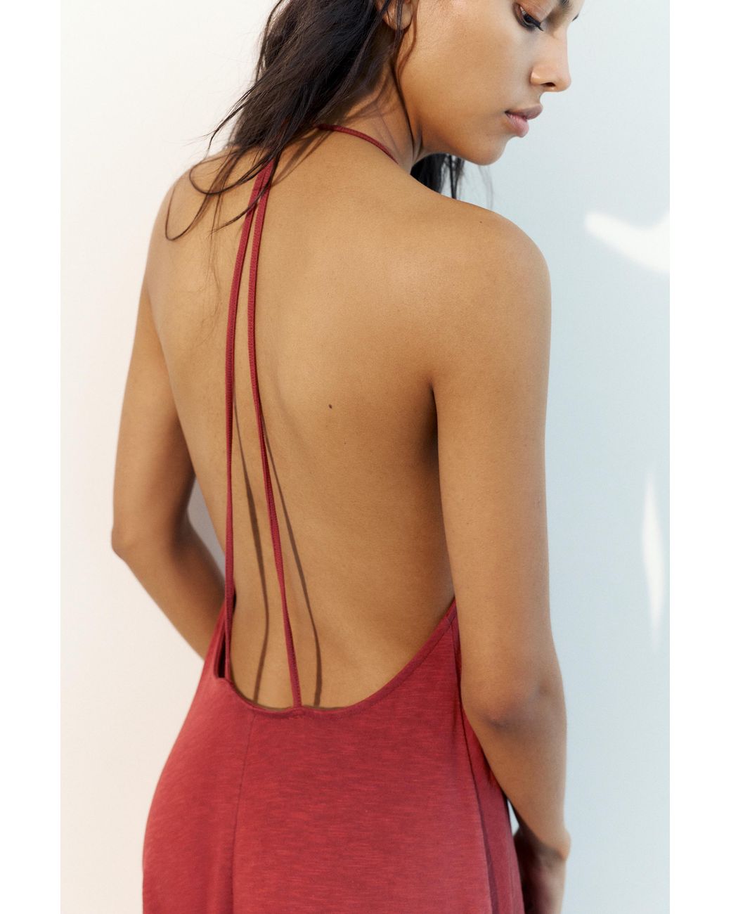Pull&Bear Red Strappy Back Midi Dress