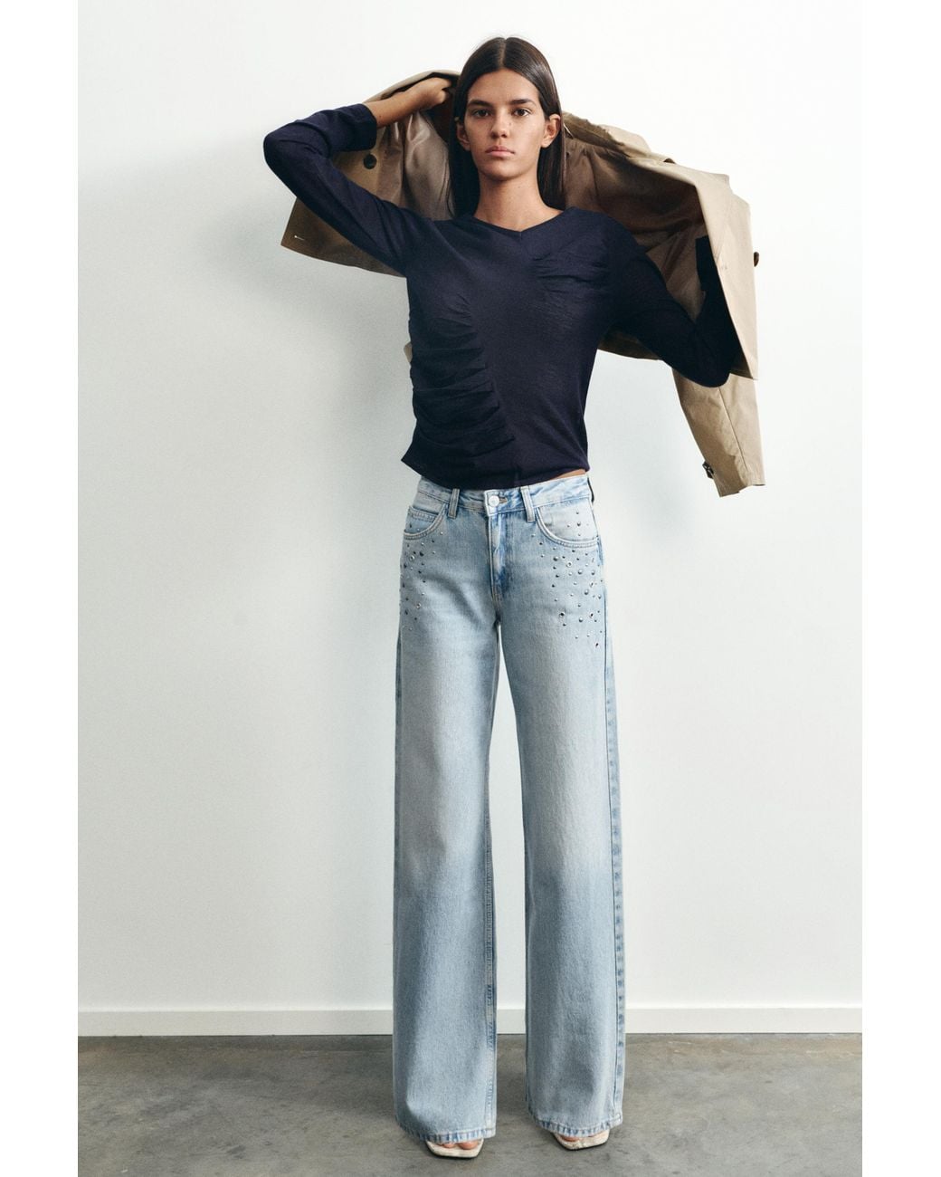 Pull&Bear Black Eyelet Baggy Jeans