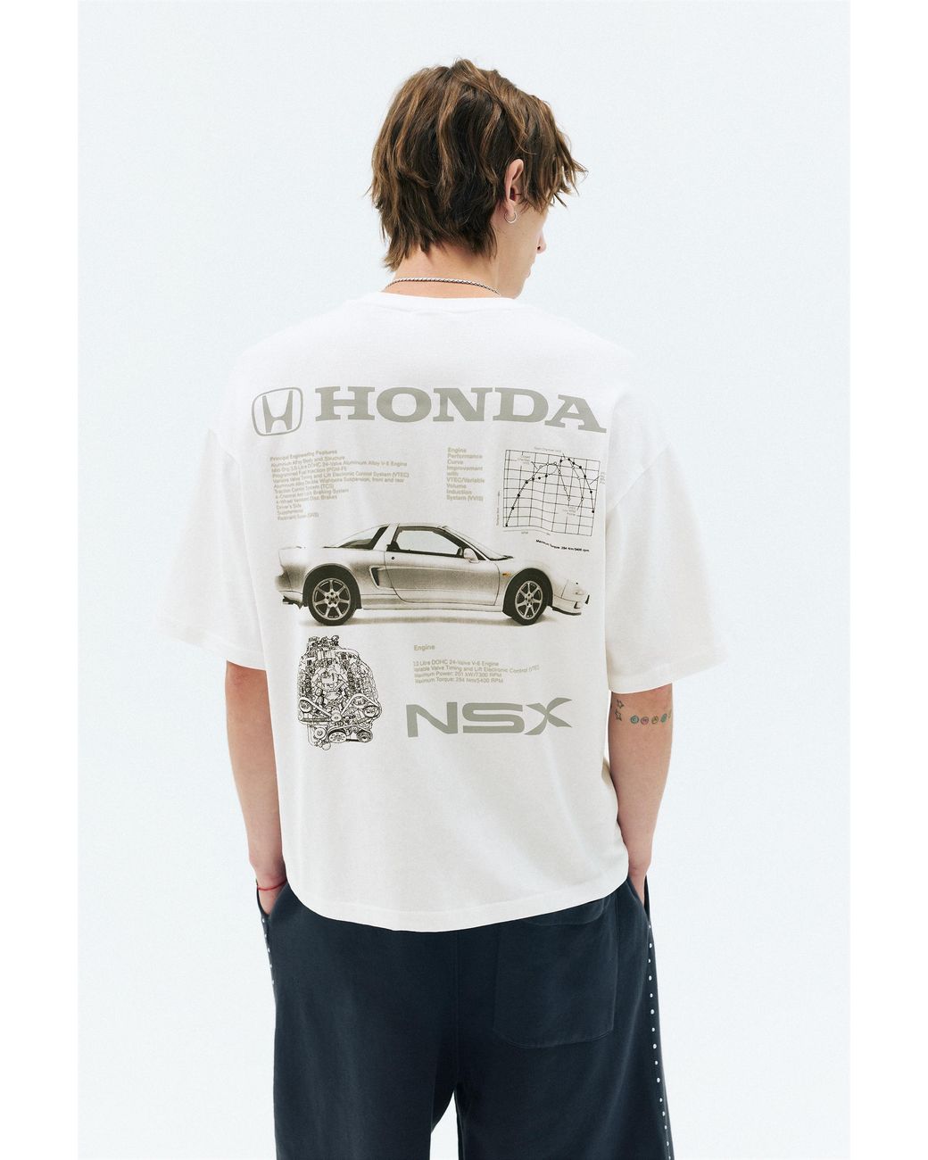 Pull&Bear White Honda Nsx T-Shirt for men