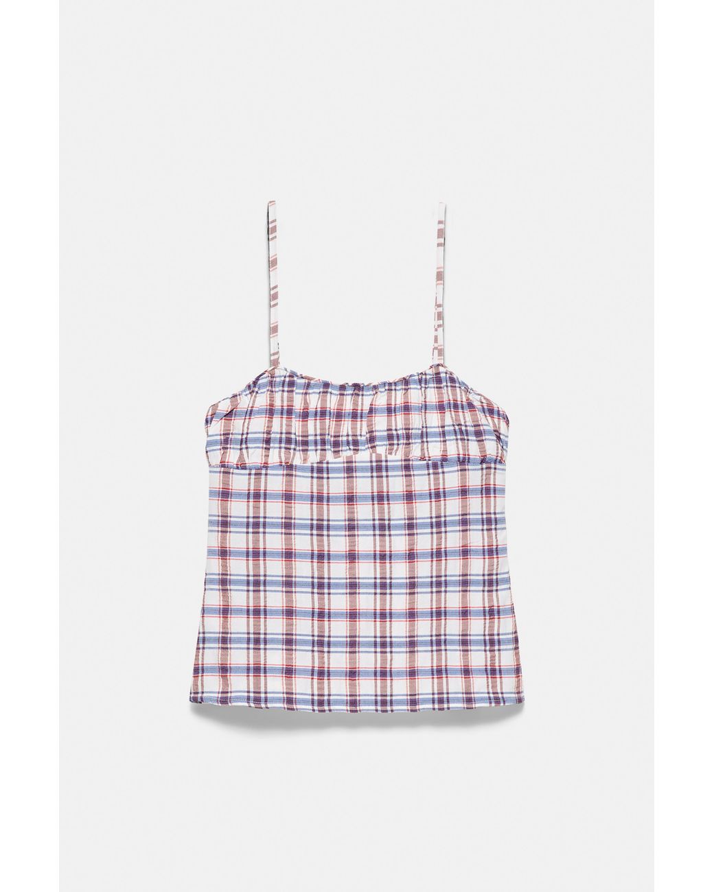 Pull&Bear Blue Check Print Strappy Top