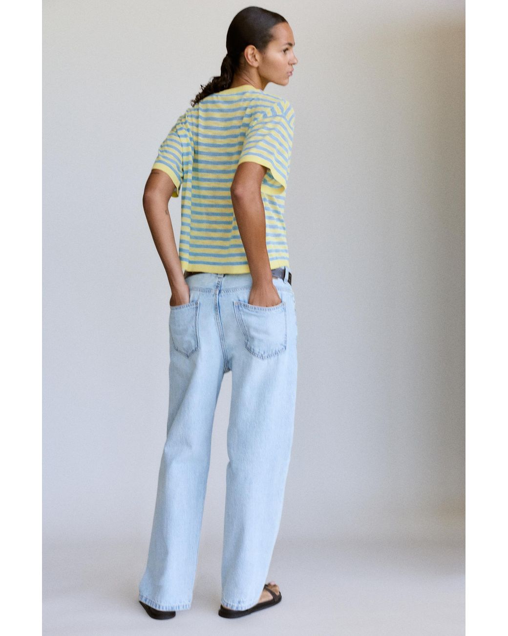 Pull&Bear Blue Striped Knit T-Shirt