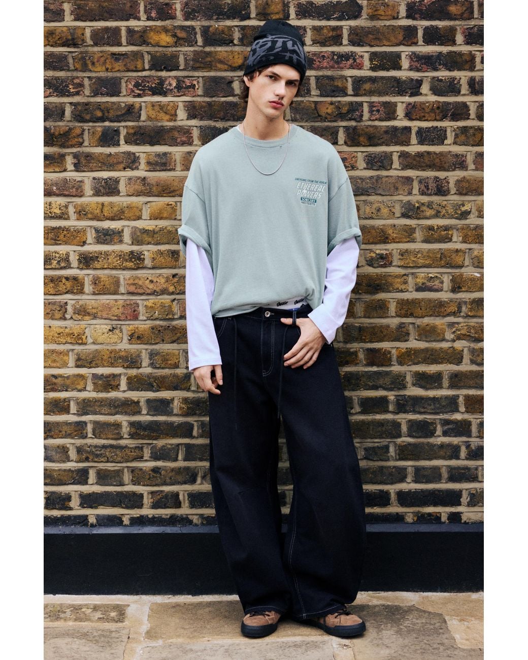 Pull&Bear Gray Stwd Boxy T-Shirt for men