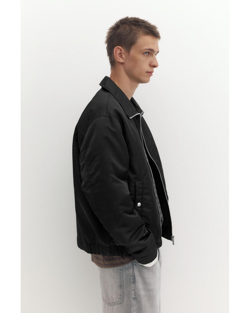 Pull&Bear Boxy Bomberjack in het Black voor heren