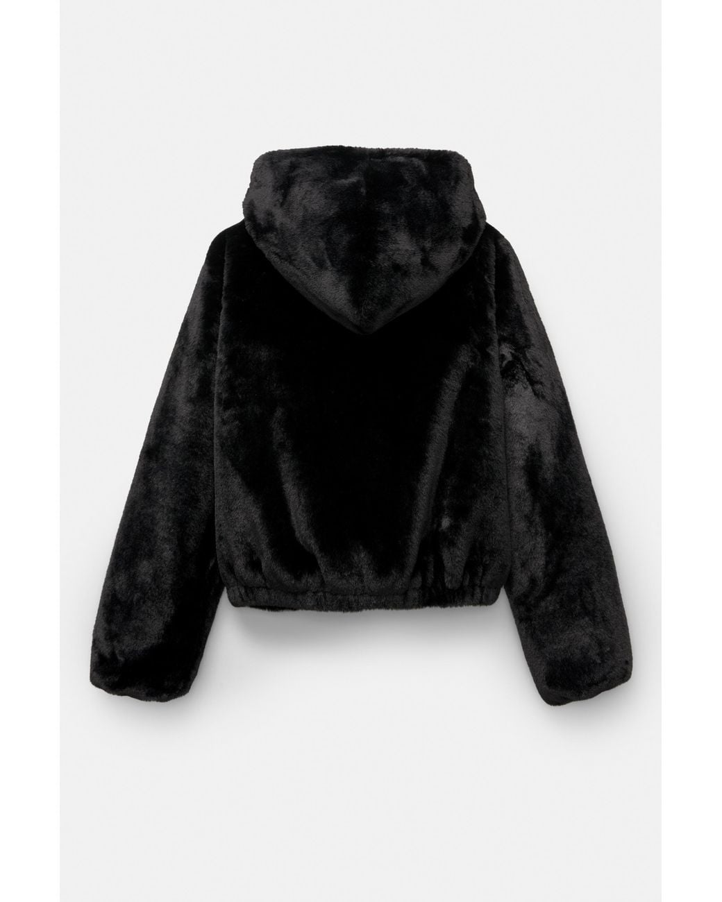 Pull&Bear Black Faux Fur Hooded Jacket