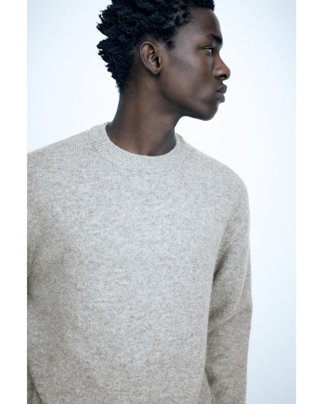Pull&Bear Gray Basic Round Neck Jumper for men