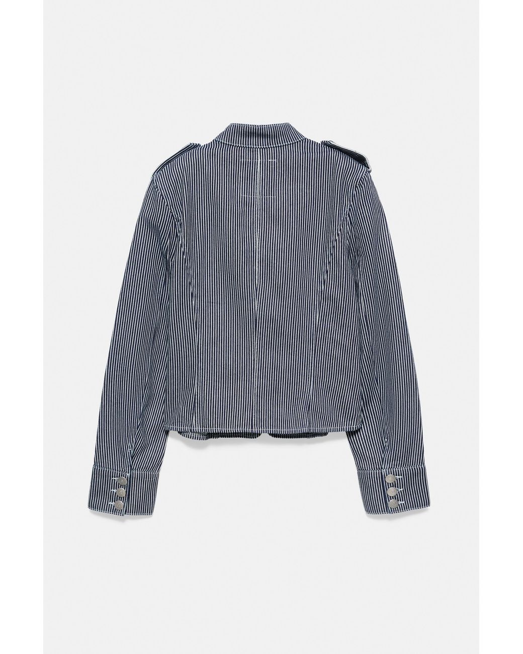 Pull&Bear Gestreept Denim Jack Met Knopen in het Gray