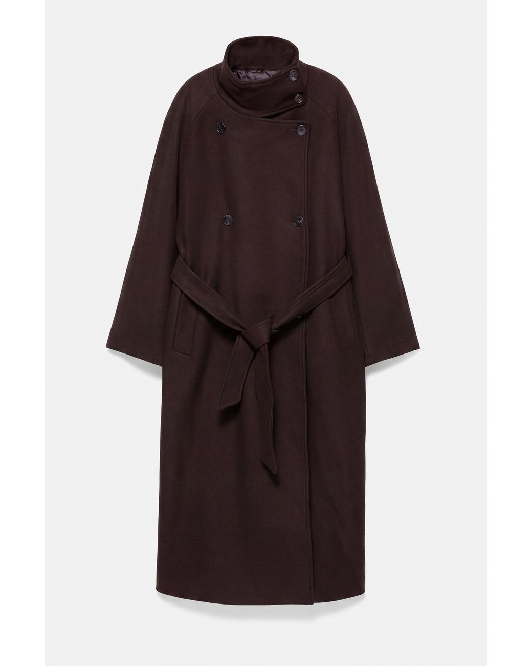 Pull&Bear Red High-Neck Belted Coat