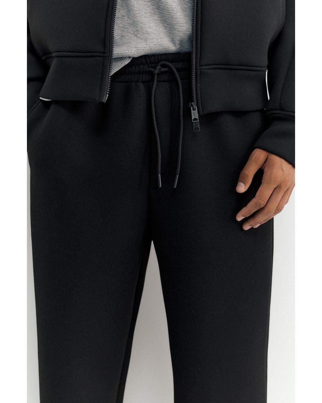 Pull&Bear Gray Neoprene-Effect Baggy Trousers for men
