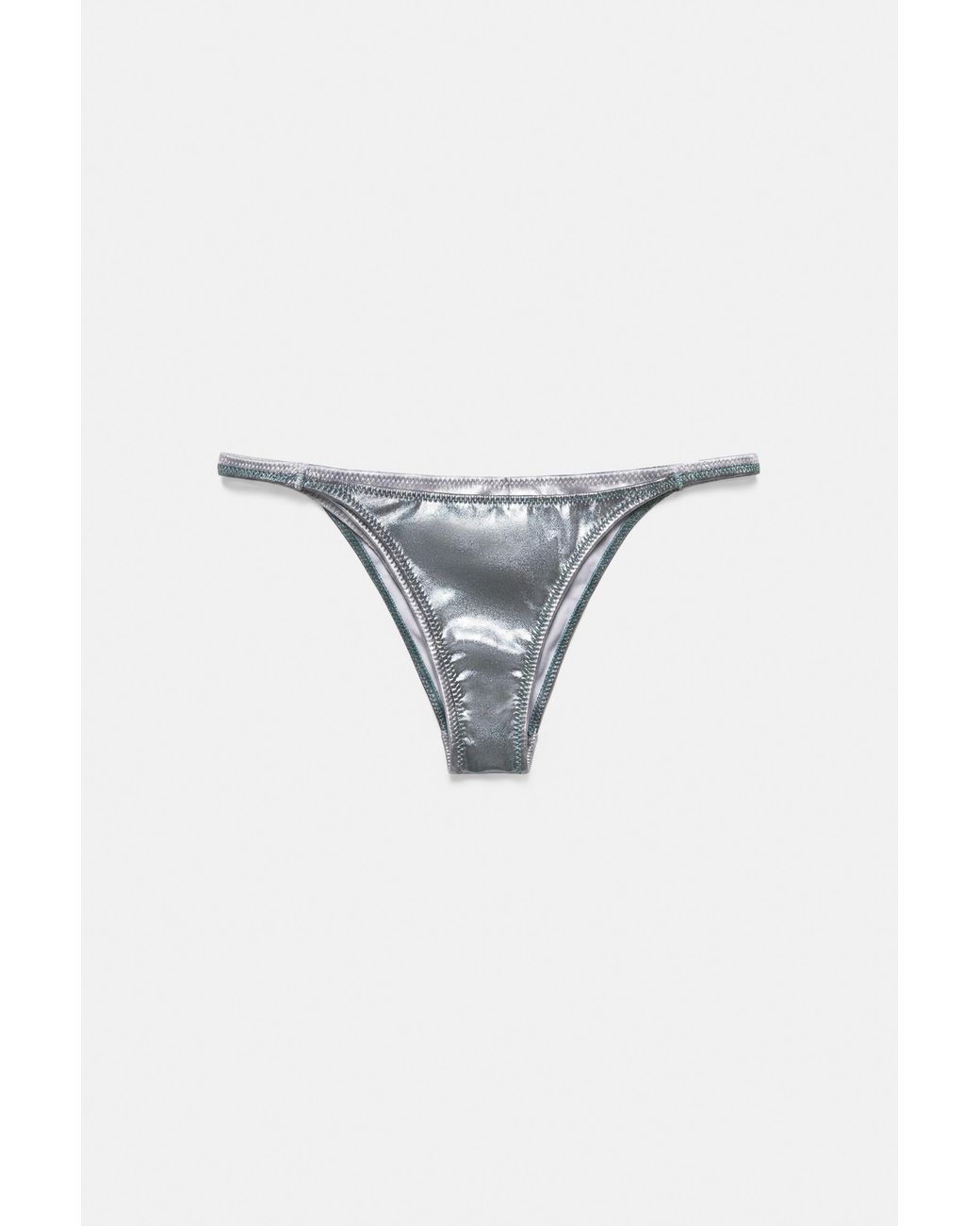 Pull&Bear Blue Metallic Double Bikini Bottoms