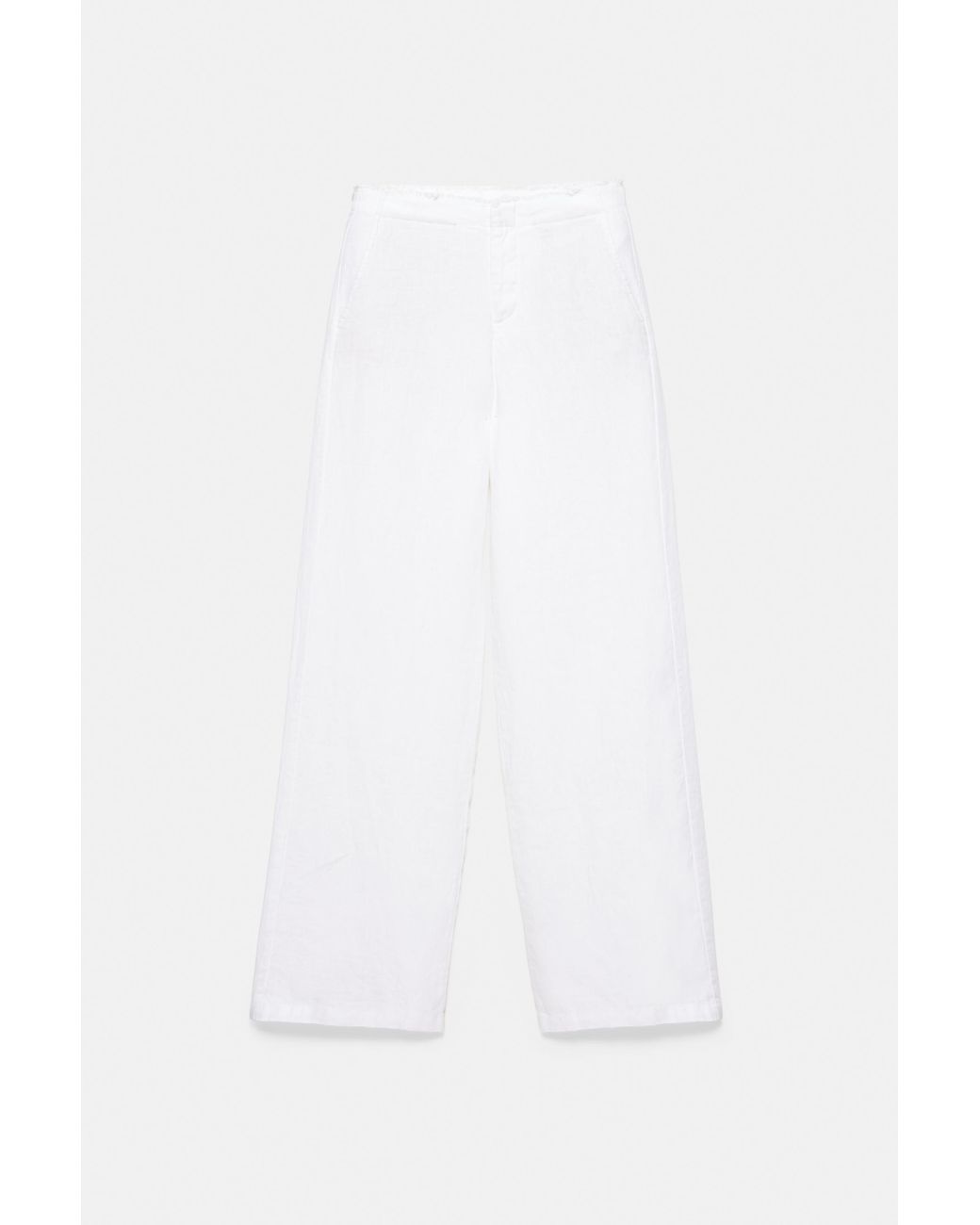 Pull&Bear White 100% Linen Trousers