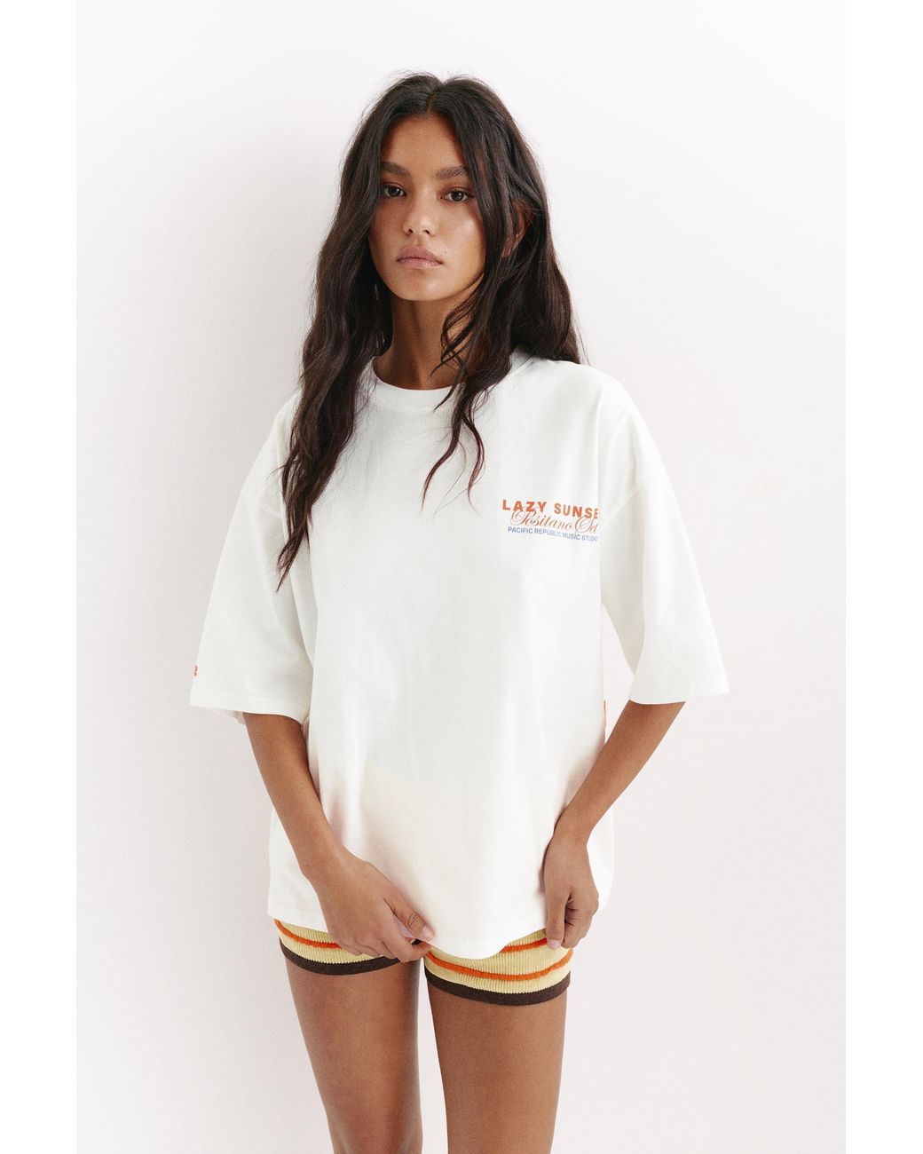 Pull&Bear T-Shirt Met Hangmatprint in het Brown