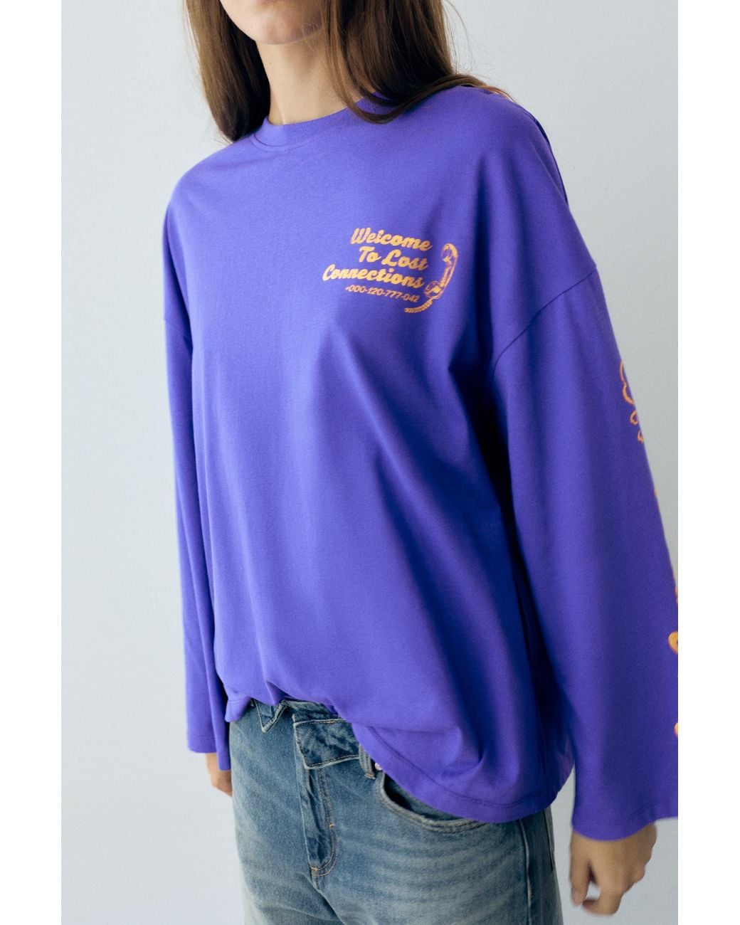 Pull&Bear Blue Long Sleeve Angel T-Shirt