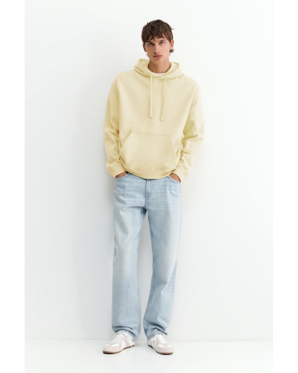 Pull&Bear Natural Basic Hooded Sweatshirt for men